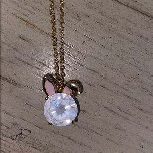 Bunny 🐰 Necklace 14kt gold plated on brass, cubic zirconia